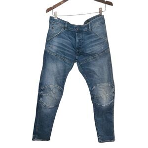 G-Star Blue Skinny Jeans with Distressed Knees